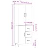 vidaXL Highboard Betongrau 69,5x34x180 cm Holzwerkstoff