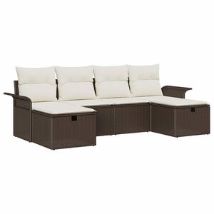 vidaXL Gartensofa-set mit Kissen 6 pcs Braun und Creme Poly-Rattan