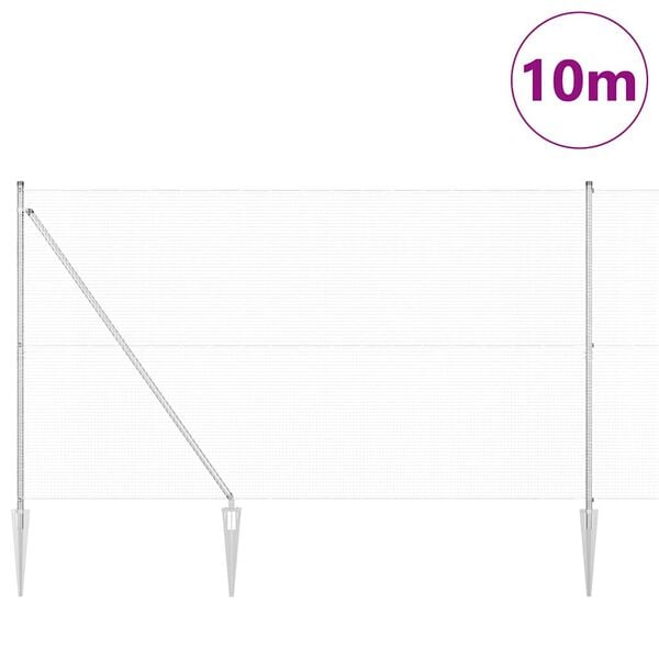 vidaXL Zaunpfosten Silber 10 x 1,6 m (16 x 16 mm Maschenweite) Stahl