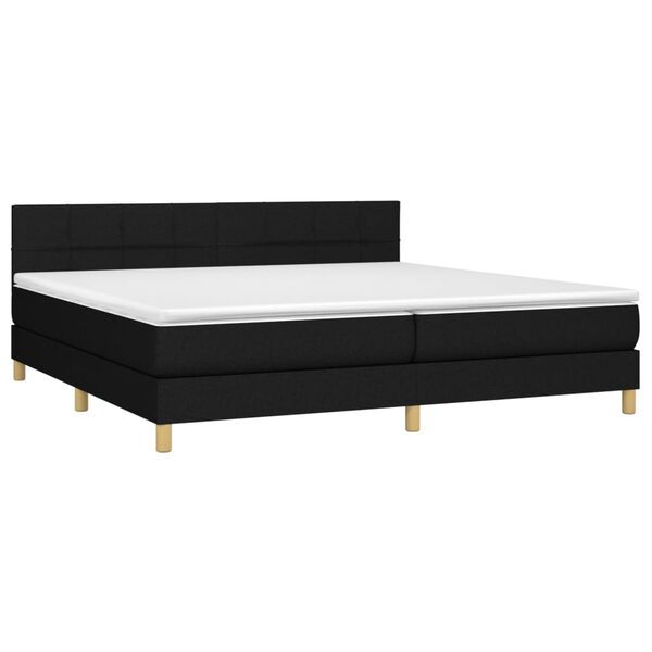 vidaXL Boxspringbett mit Matratze & LED Schwarz 200x200 cm Stoff