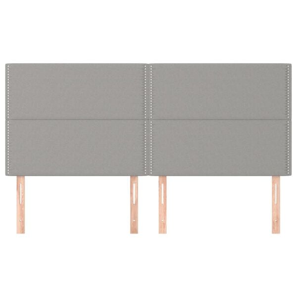 vidaXL Kopfteil Hellgrau 200 x 5 x 118/128 cm Stoff