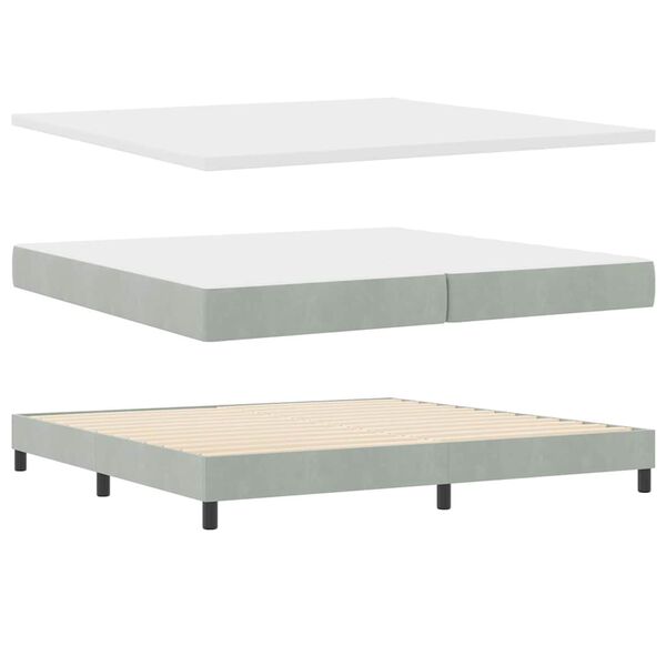 vidaXL Boxspringbett mit Matratze Hellgrau 200 x 200 cm Polyester
