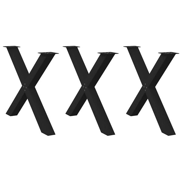 vidaXL Esstischbeine X-Form 3 Stk. Schwarz 90x(72-73) cm Stahl