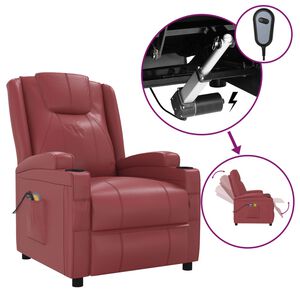 vidaXL Massagesessel Elektrisch Weinrot Kunstleder