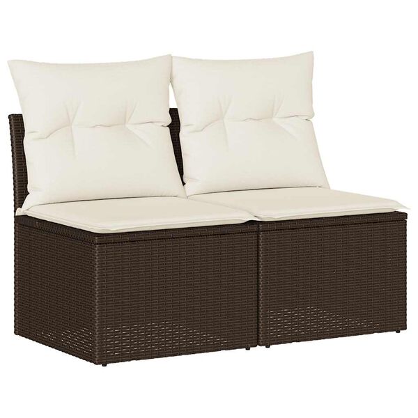 vidaXL 2-tlg. Garten-Sofagarnitur mit Kissen Braun Poly Rattan Akazie
