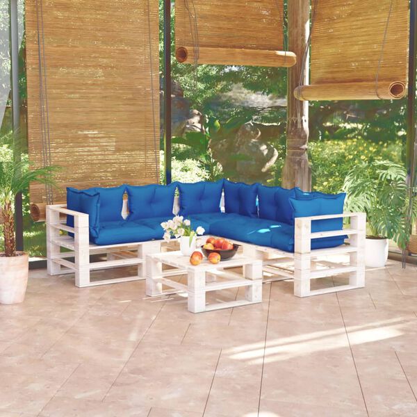 vidaXL 6-tlg. Garten-Lounge-Set aus Paletten mit Kissen Kiefernholz