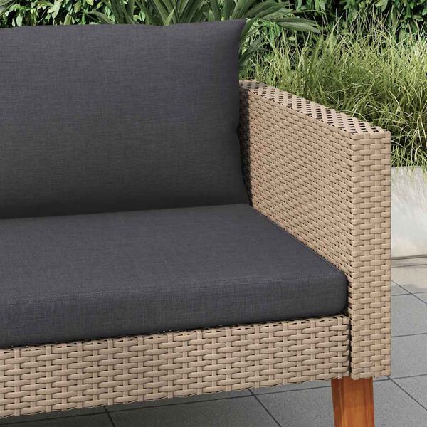 vidaXL 1-Sitzer-Gartensofa mit Auflagen Poly Rattan Beige