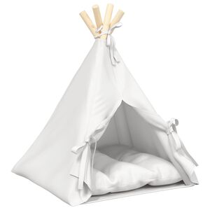 vidaXL Haustier-Tipi mit Kissen Wei&szlig; 40 x 40 x 50 cm Polyester