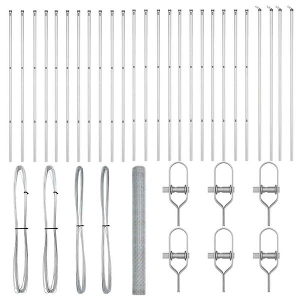 vidaXL Zaunpfosten Silber 50 x 1,5 m (13 mm Maschen) Stahl