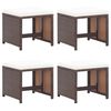 vidaXL Gartenhocker 4 Stk. mit Kissen Braun Poly Rattan