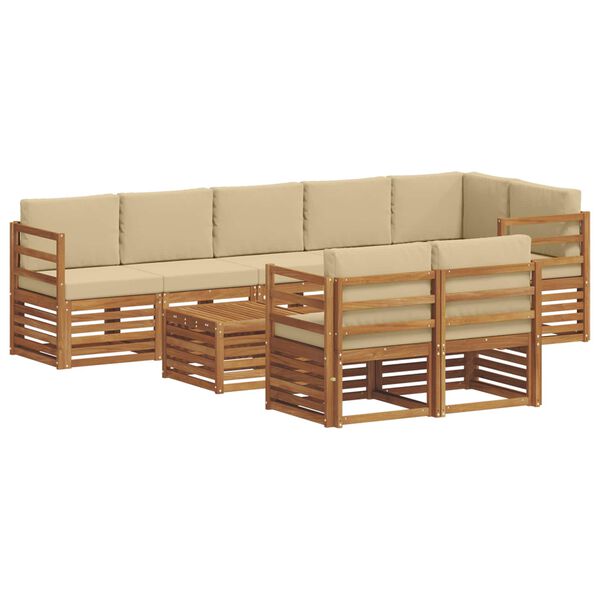 vidaXL Sofagarnituren 9 pcs Natur und Beige Massivholz Akazie