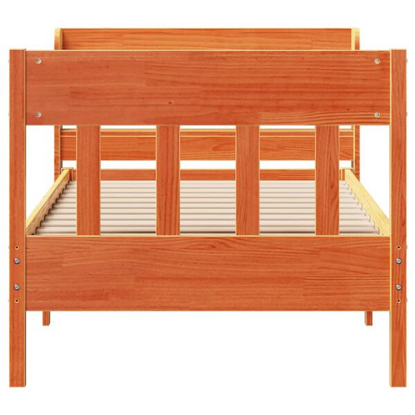vidaXL Massivholzbett ohne Matratze Wachsbraun 90x190 cm Kiefernholz