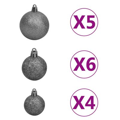 vidaXL Weihnachtsbaum Schlank mit Beleuchtung & Kugeln Weiß 180 cm