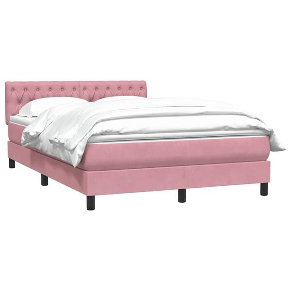 vidaXL Boxspringbett mit Matratze Rosa 160x210 cm Samt