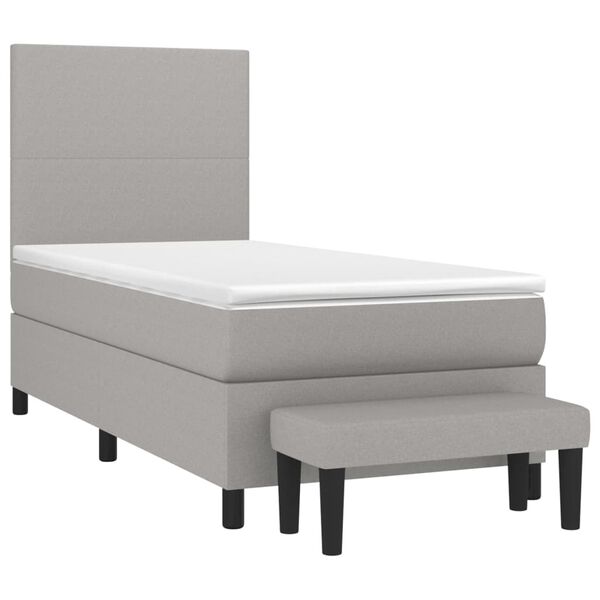 vidaXL Boxspringbett mit Matratze Hellgrau 100x200 cm Stoff