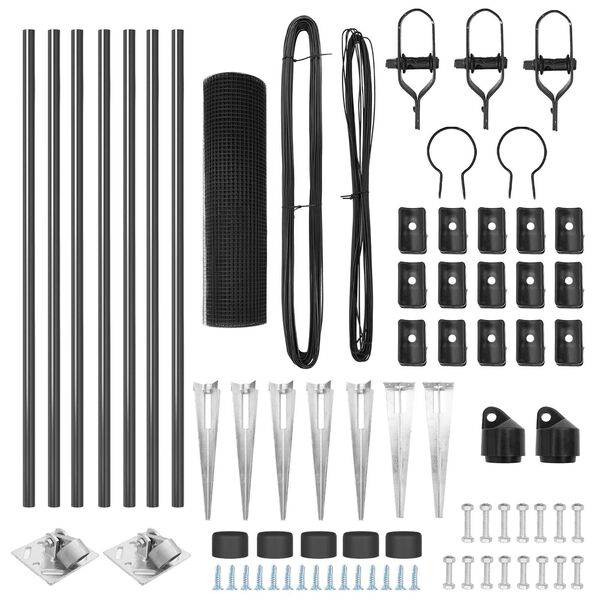 vidaXL Zaunpfosten Grau 10 x 0,5 m (25 x 25 mm Netz) Stahl
