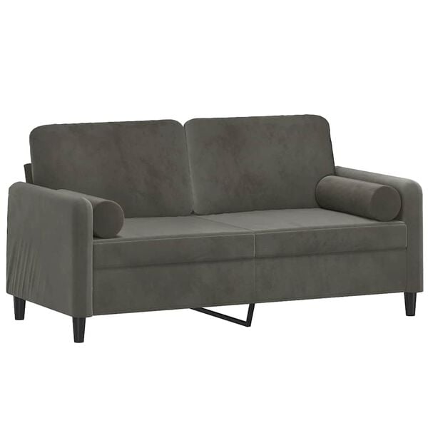 vidaXL 2-Sitzer-Sofa mit Kissen Dunkelgrau 140 cm Samt