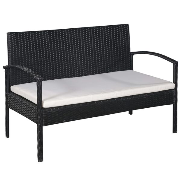 vidaXL 5-tlg. Garten-Lounge-Set mit Auflagen Poly Rattan Schwarz