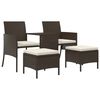 vidaXL Gartensofa 2-Sitzer mit Tisch und Hockern Braun Poly Rattan