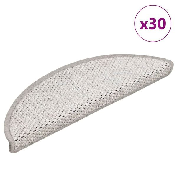 vidaXL Stufenmatten Selbstklebend Sisal-Optik 30Stk. 56x17x3cm Silbern