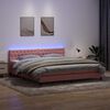 vidaXL Boxspringbett mit Matratze & LED Rosa 180x220 cm Samt