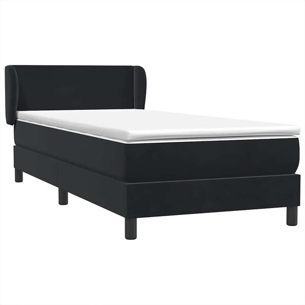 vidaXL Boxspringbett mit Matratze Schwarz 90x220 cm Samt