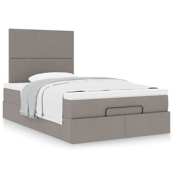 vidaXL Ottoman-Bett mit Matratze Taupe 120x190 cm Stoff