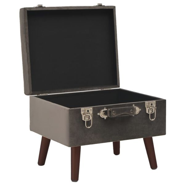 vidaXL Hocker mit Stauraum Grau 40 cm Samt
