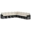 vidaXL Gartensofa-set 9 stk. Schwarz und Cremewei&szlig; Poly-Rattan