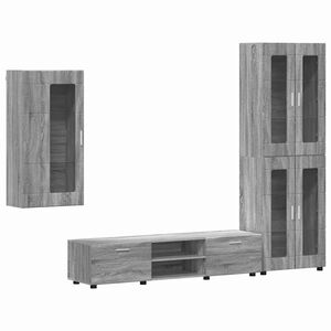vidaXL TV-Schrankset mit T&uuml;r FLORIN 3 pcs Graues Sonoma Holzwerkstoff