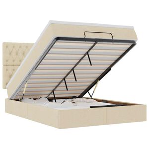 vidaXL Ottoman-Bett mit Matratze Creme 140x190 cm Stoff