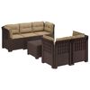 vidaXL 5-Sitzer Gartensofa mit Kissen Rattan-Look PP Braun