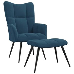 vidaXL Relaxsessel mit Hocker Blau Samt