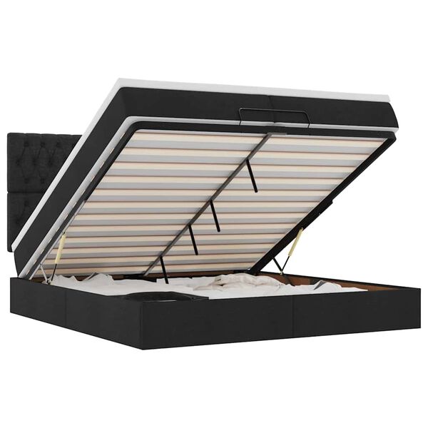 vidaXL Ottoman-Bett mit Matratzen Schwarz 200x200 cm Stoff