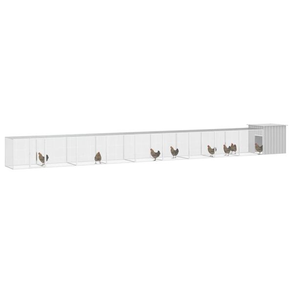 vidaXL H&uuml;hnerk&auml;fig Grau 1000x91x100 cm Verzinkter Stahl