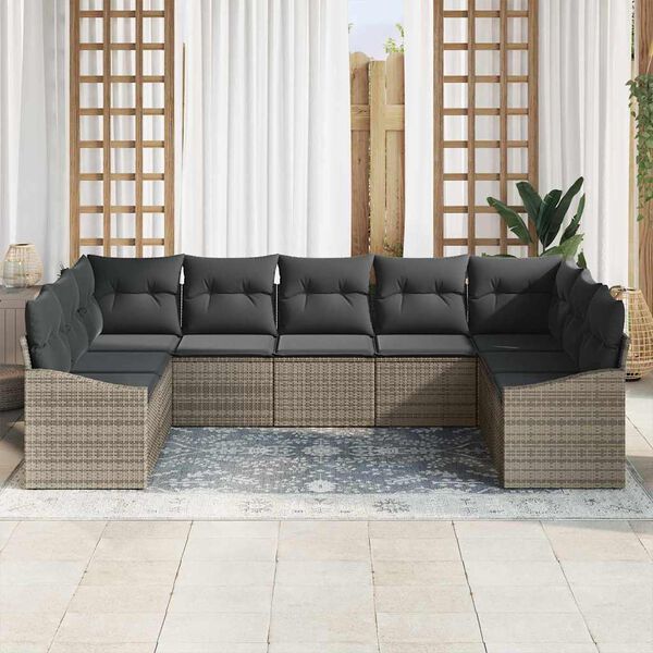 vidaXL Garten-Sofa-Set 9 pcs Grau Poly Rattan