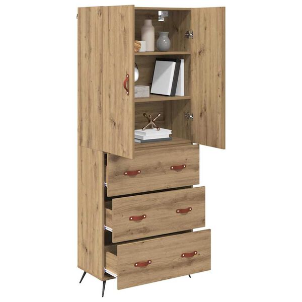 vidaXL Highboard Artisan-Eiche 69,5 x 34 x 180 cm Holzwerkstoff