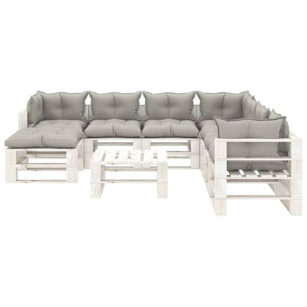 vidaXL 9-tlg. Garten-Lounge-Set Paletten mit Kissen in Taupe Holz