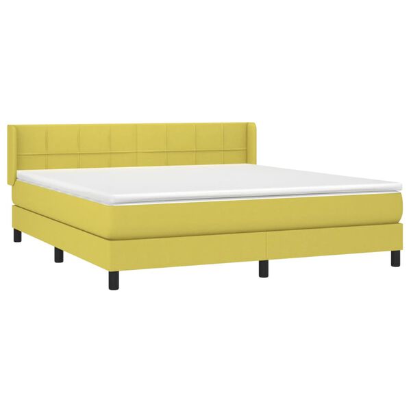 vidaXL Boxspringbett mit Matratze Gr&uuml;n 160x200 cm Stoff