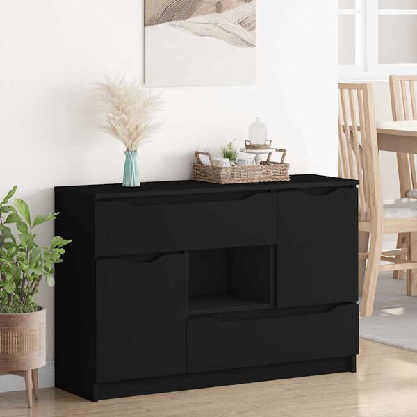 vidaXL Sideboard mit Schubladen Schwarz 100 x 30 x 65,6 Holzwerkstoff