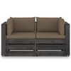 vidaXL 2-Sitzer Outdoor-Sofa mit Kissen Grau Impr&auml;gniertes Kiefernholz