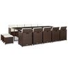 vidaXL 15-tlg. Garten-Essgruppe mit Auflagen Poly Rattan Braun
