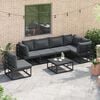 vidaXL Gartensofa-set mit Kissen 7 pcs Schwarz Aluminium