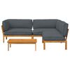 vidaXL Sofa Set mit Kissen Uni 4 pcs Anthrazit Massivholz Akazie