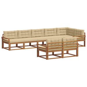 vidaXL Outdoor-Sofagarnitur mit Kissen 8 pcs Natur und Beige