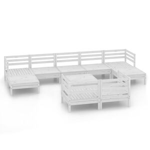 vidaXL 10-tlg. Garten-Lounge-Set Wei&szlig; Massivholz Kiefer