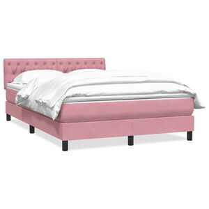 vidaXL Boxspringbett mit Matratze Rosa 140x220 cm Samt