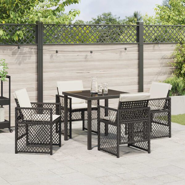 vidaXL Garten Essgruppe 5 pcs Schwarz Poly-Rattan