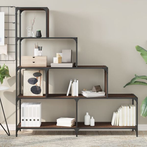 vidaXL B&uuml;cherregal 4 Etagen Braun Eichen-Optik 139x33,5x149 cm