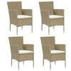 vidaXL 5-tlg. Garten-Essgruppe mit Kissen Poly Rattan Beige